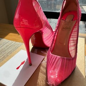 SOLD - Louboutin Follie Draperia Hot Pink High Heels 37